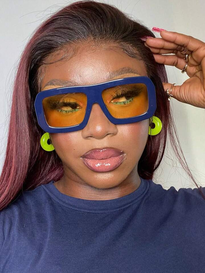 1pc Square Fashion Glasses Retro Personalized Versatile Men's And Women's Fashion Glasses Suitabl... | SHEIN