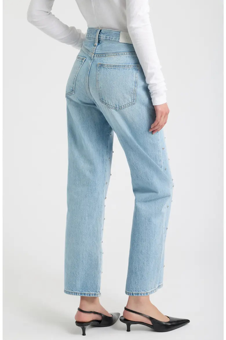 Lexi Distressed Studded Crop Barrel Jeans (Women) | Nordstrom | Nordstrom