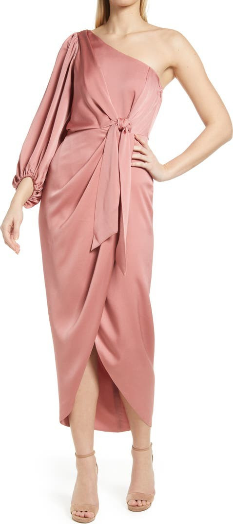 Luxe Tie Front One-Shoulder Gown | Nordstrom
