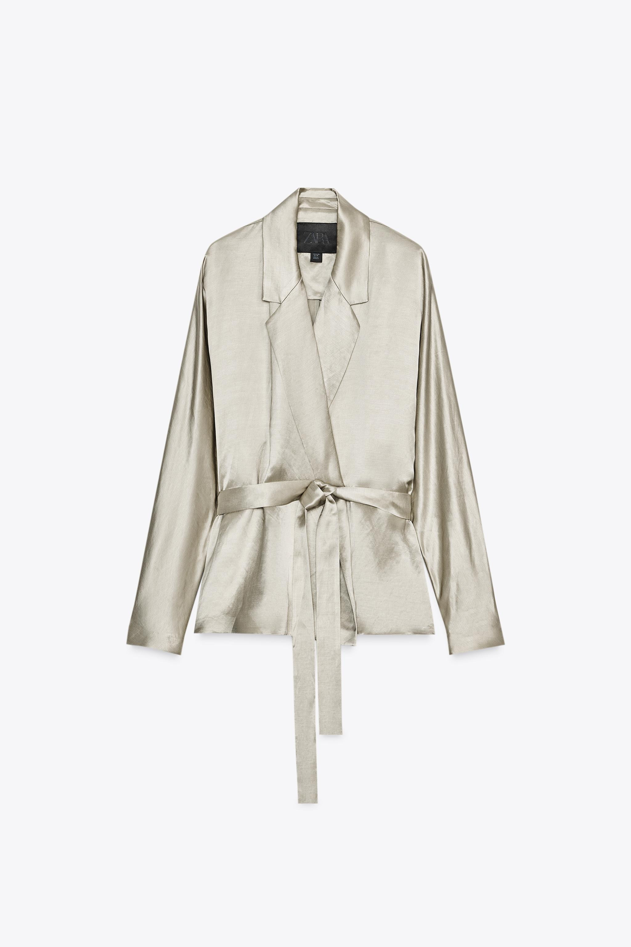 SATIN EFFECT BLAZER WITH BELT ZW COLLECTION LIMITED EDITION | Zara US