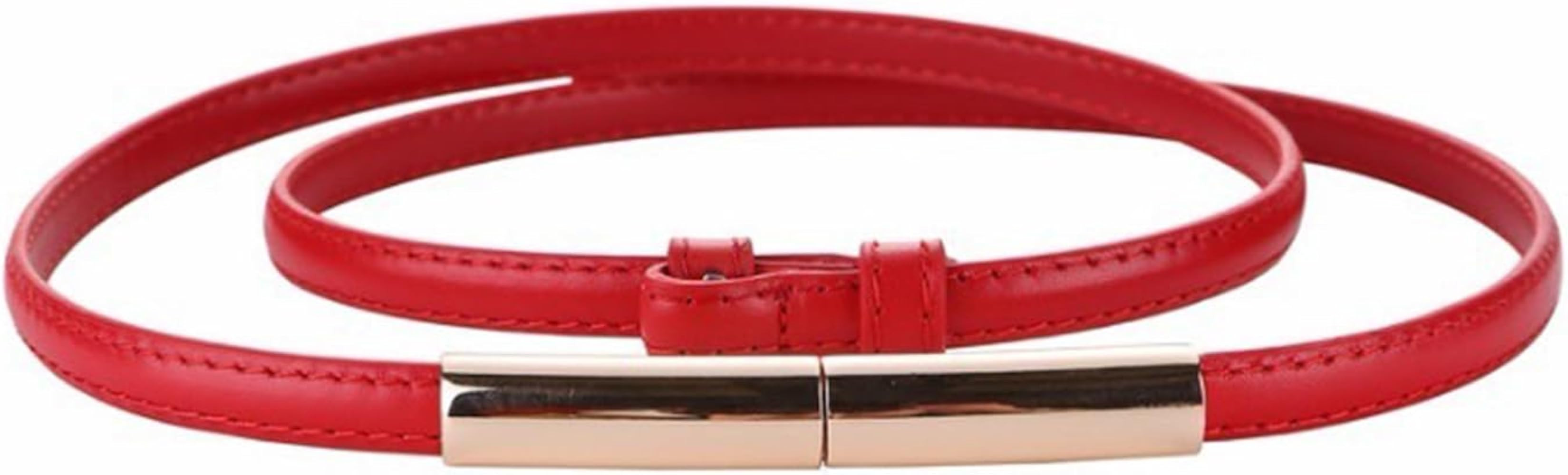 CORAID Women Skinny Leather Belt for Dress Adjustable Slim Waist Belts for Ladies Girls Gold Buck... | Amazon (US)