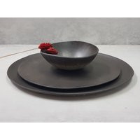 Modern Dishes, Black Matte Dishware Set, Japanese Dinnerware, Mid Century Ceramic Dinnerware Chinese Dinner Set | Etsy (US)