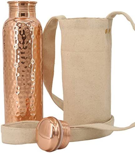 Kitchen Science Copper Water Bottle (32oz/950ml) w/ a Carrying Canvas Bag | 100% Pure Copper Bott... | Amazon (US)