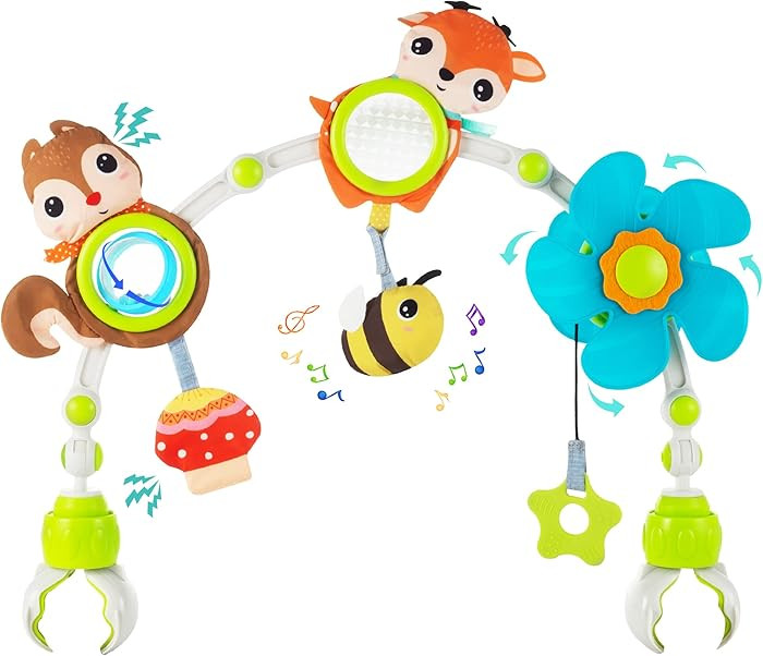 Adjustable Arch Bassinet Toys for Infant & Toddlers, Stroller Arch, Baby Crib Toys with Fascinati... | Amazon (US)
