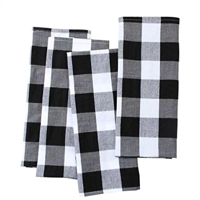 aneco 4 pack check plaid dish towels oversized 18 x 28 inches cotton kitchen dish towels fast dry... | Walmart (US)