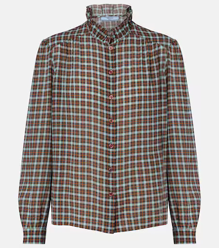 Checked silk-blend georgette shirt | Mytheresa (UK)