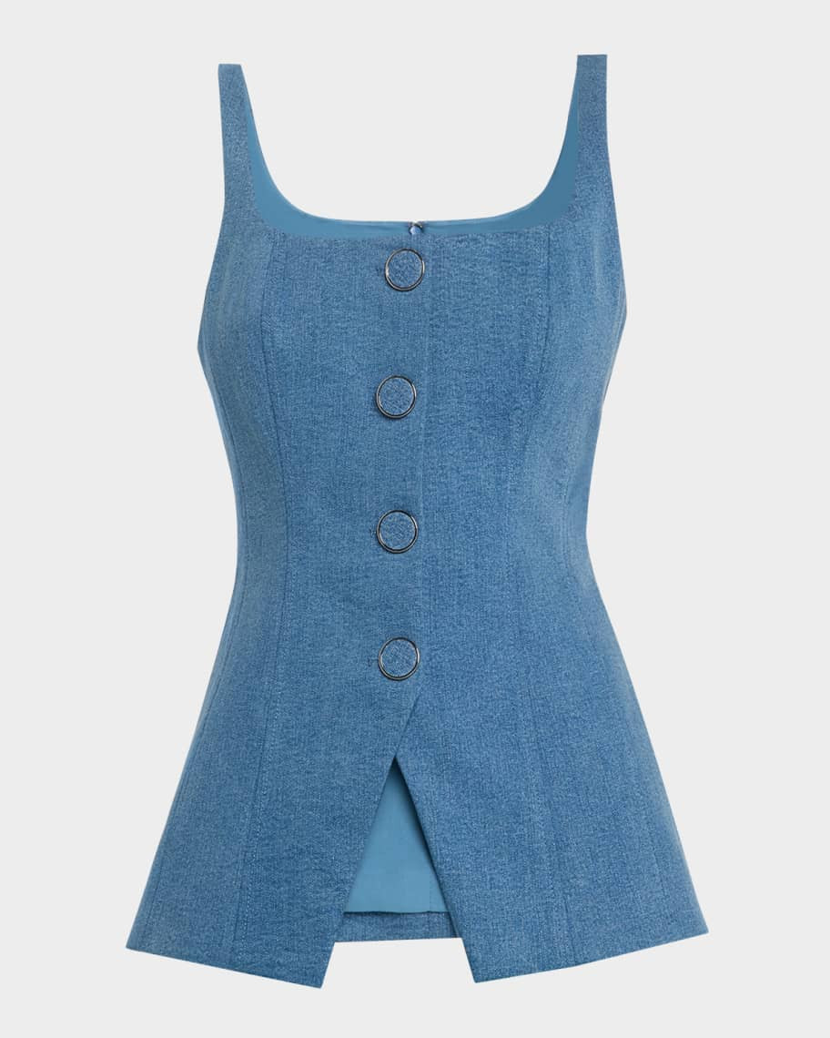 Veronica Beard Liana Sleeveless Denim Top | Neiman Marcus