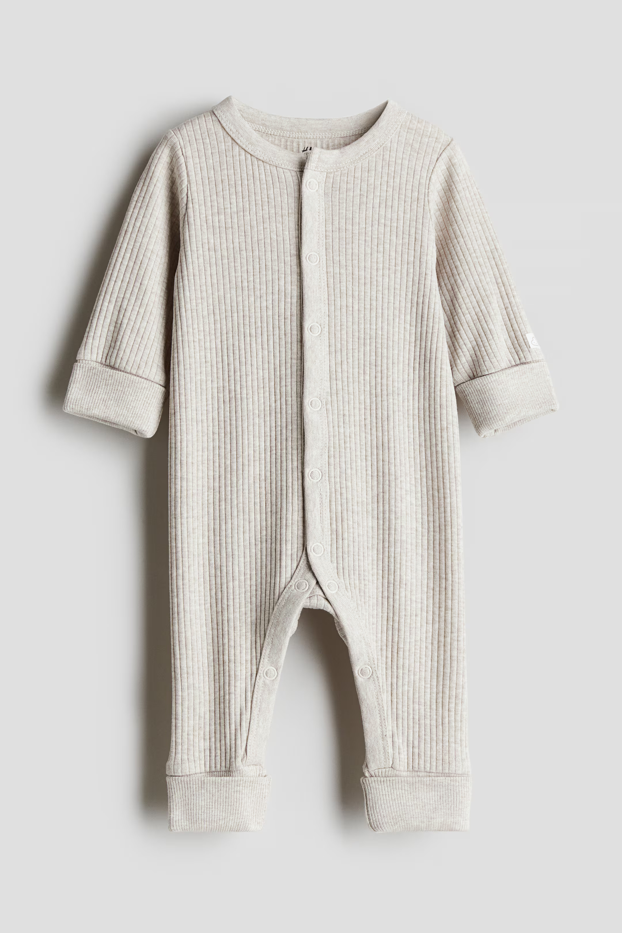 Adjustable-fit romper suit - Round neck - Long sleeve - Light beige - Kids | H&M GB | H&M (UK, MY, IN, SG, PH, TW, HK)