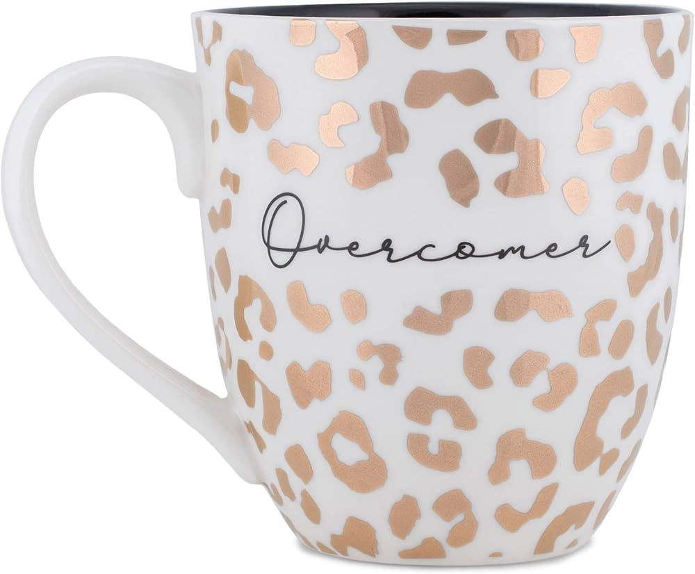 Mary Square Overcomer Gold Tone Foil Leopard 20 ounce Ceramic Coffee Mug | Amazon (US)