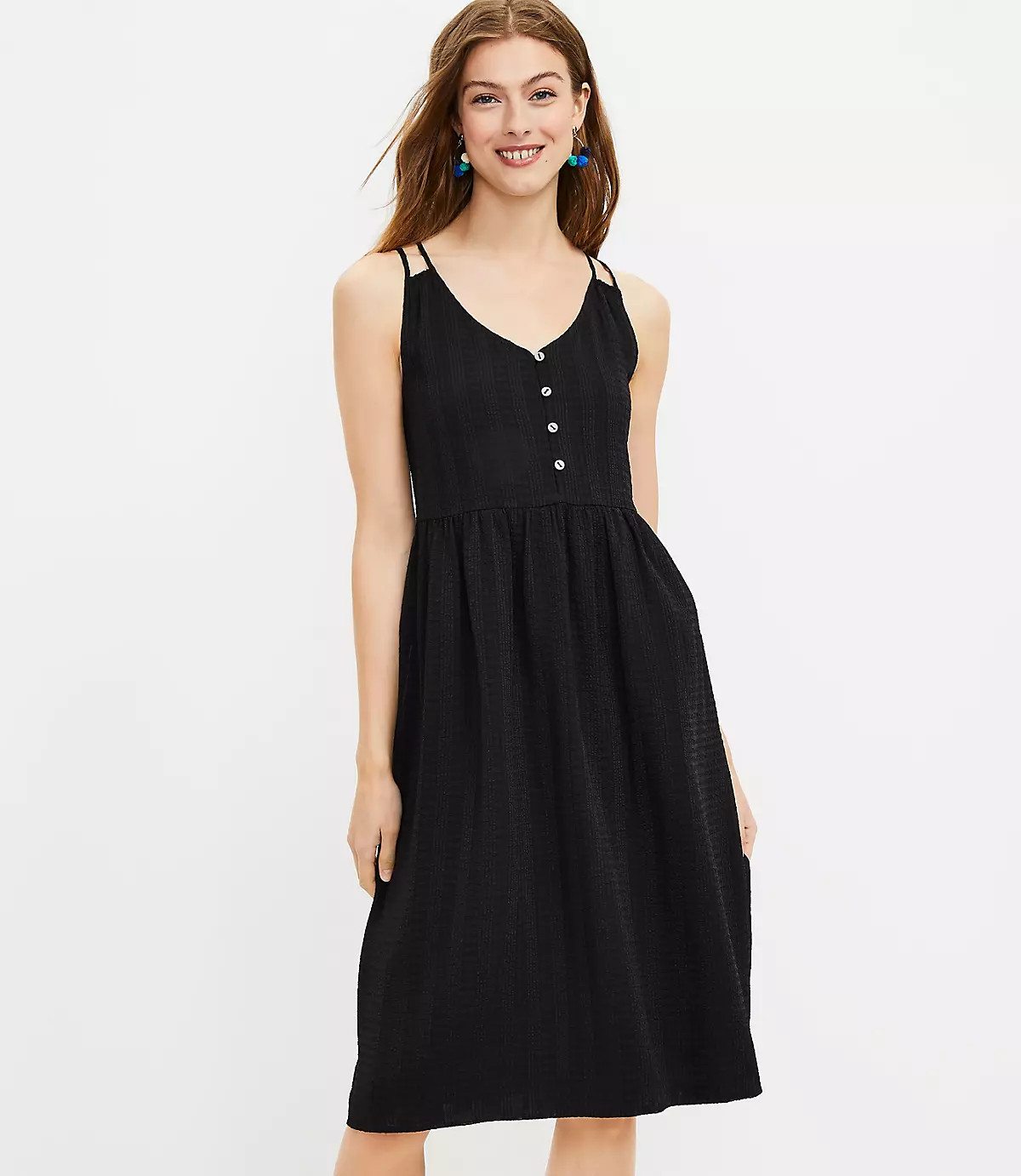 Strappy Button Midi Dress | LOFT | LOFT