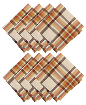 Russet Harvest Woven Plaid Napkins, Set of 8, 17" x 17" | Macy's Canada