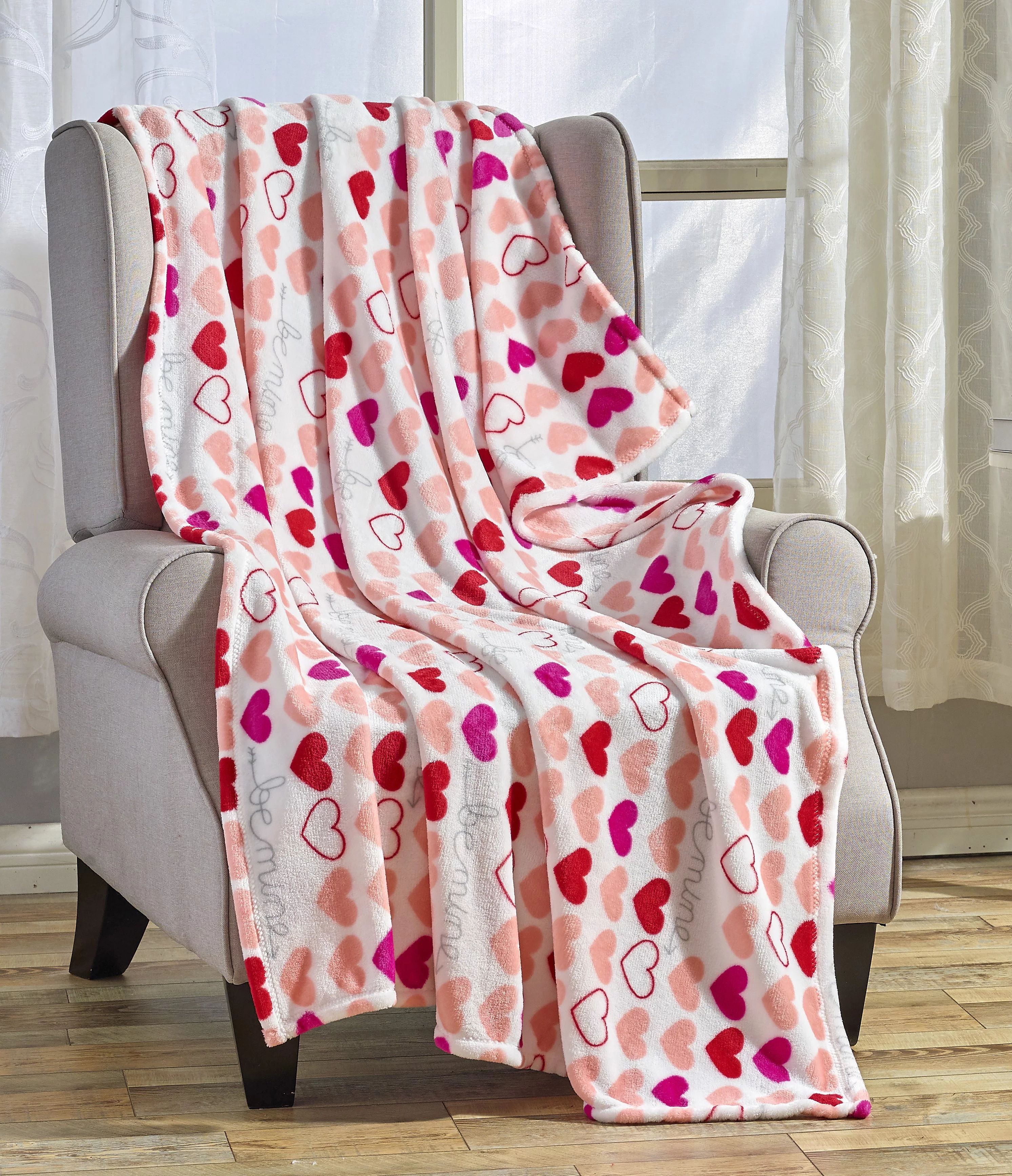 LushElegance Be Mine Love Collection Heart Ultra Plush Throw Blanket (50" x 60") - Be Mine - Walm... | Walmart (US)