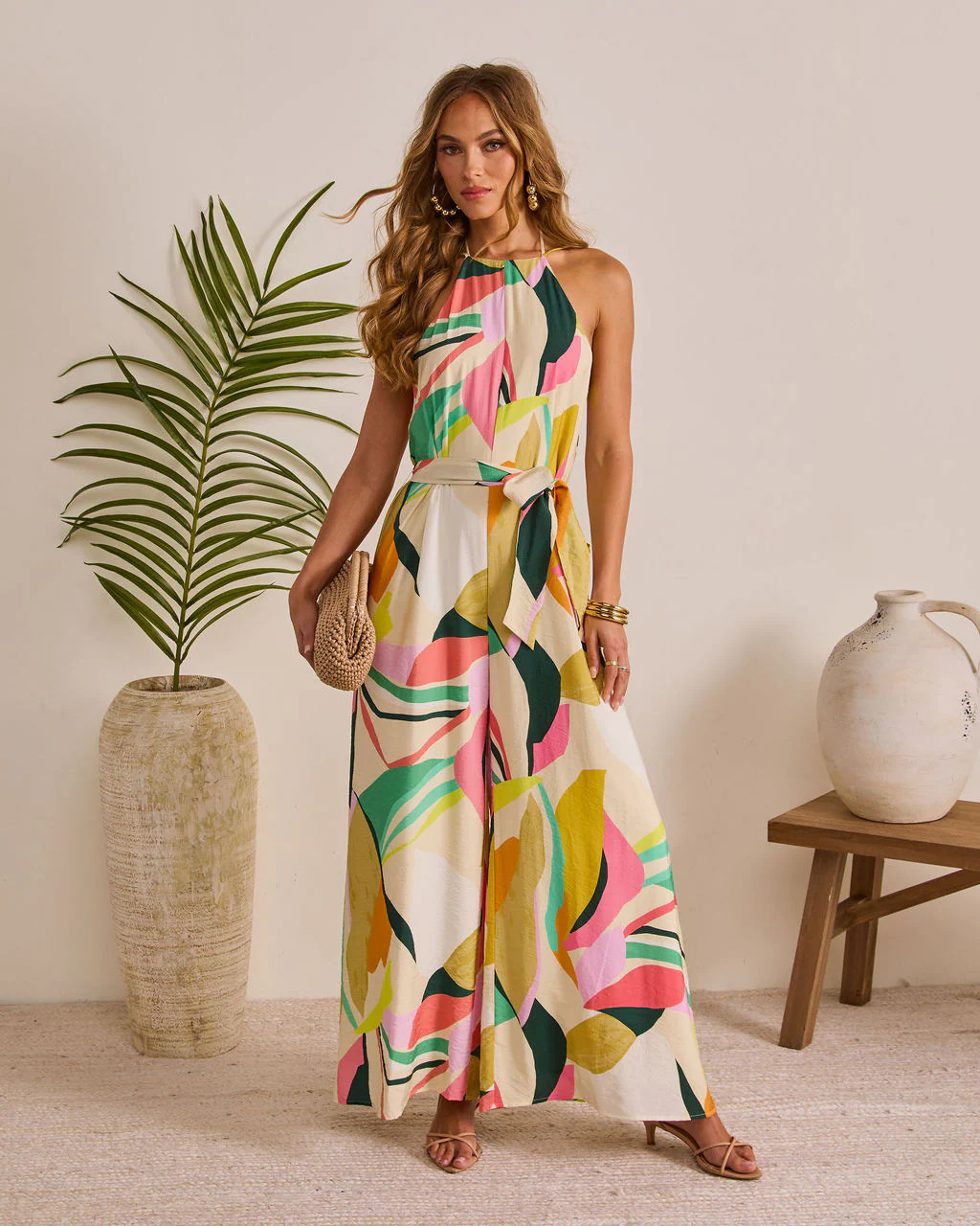 Vacation Crush Abstract Halter Jumpsuit | VICI