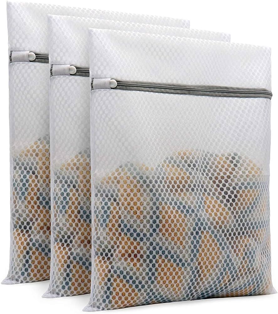 3Pcs Durable Honeycomb Mesh Laundry Bags for Delicates 12 x 16 Inches (3 Medium) | Amazon (US)