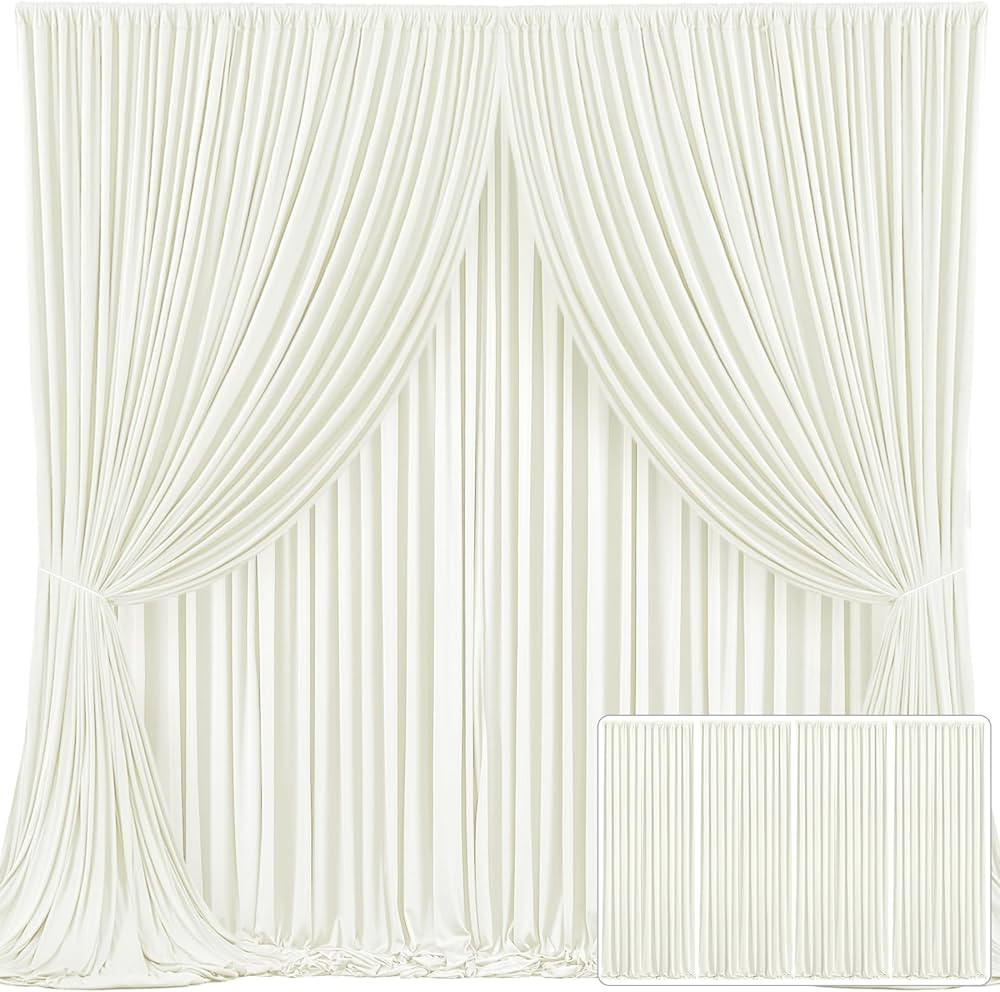 4 Panels Ivory Backdrop Curtain for Wedding Parties Wrinkle Free Ivory Photo Curtains Backdrop Dr... | Amazon (US)
