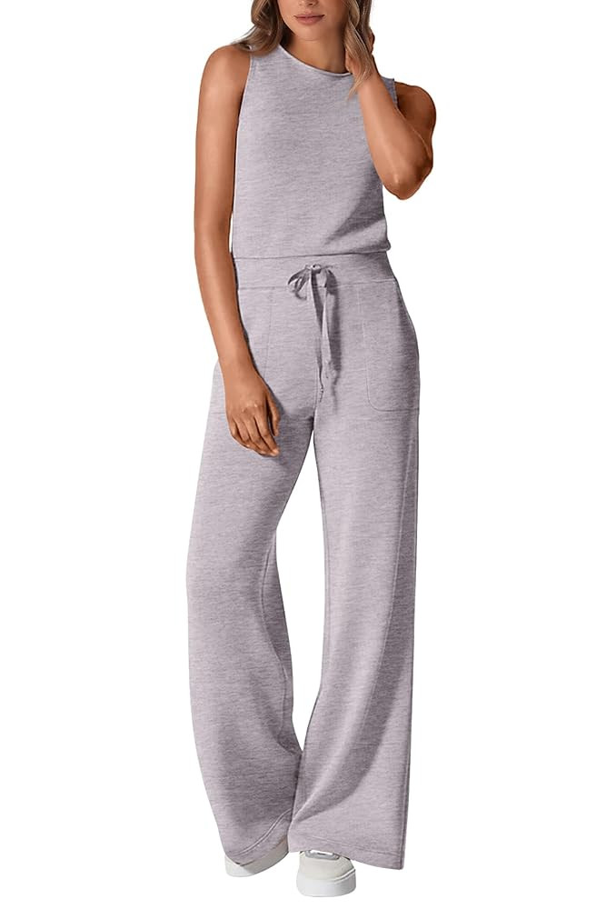 PRETTYGARDEN Womens Jumpsuits Summer Casual One Piece Outfits Sleeveless Wide Leg Long Pants Romp... | Amazon (US)