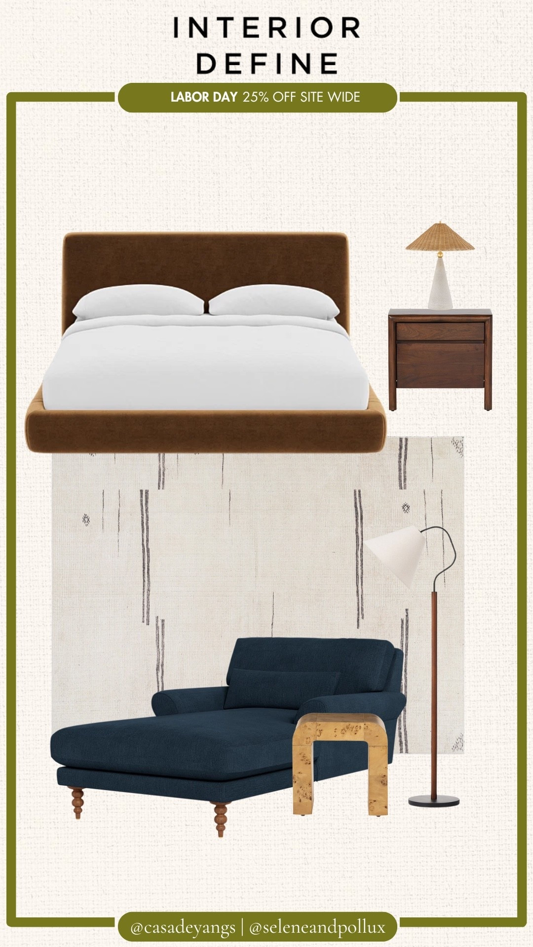 LABOR DAY SALE | INTERIOR DEFINE | INTERIOR DECOR | INTERIOR FURNITURE | BEDROOM FURNITURE | BED | CHAIR | NIGHTSTAND | TABLE LAMP | RUG

#LTKSaleAlert #LTKHome