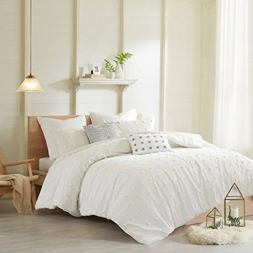 Brooklyn - Cozy Ultra Soft 100% Cotton Jacquard 7 Piece Comforter Set with Pretty Tufts - Ivory -... | Walmart (US)