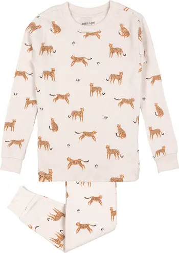 Cheetah Print Organic Cotton Fitted Two-Piece Pajamas | Nordstrom