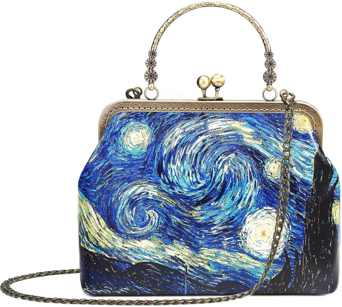 Rejolly Women Vintage Kiss Lock Top Handle Handbag Evening Purse Crossbody Shoulder Bag with Chai... | Amazon (US)