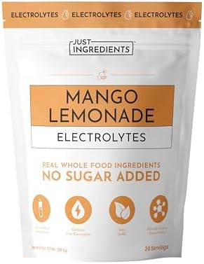 JUST INGREDIENTS Mango Lemonade Electrolyte Drink Mix - Coconut Water, Sea Salt, Trace Minerals -... | Amazon (US)