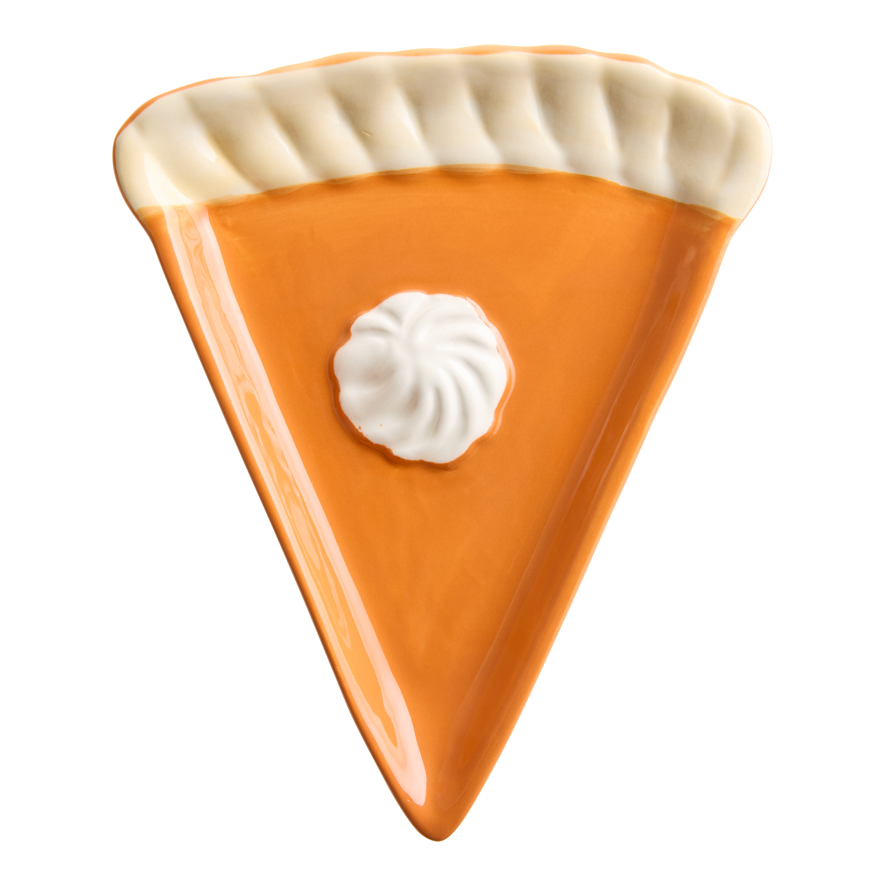 Pumpkin Pie Slice Hand Painted Figural Appetizer Plate | World Market