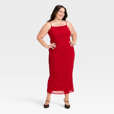 Women's Ruched Midi Slip Dress - A New Day™ | Target