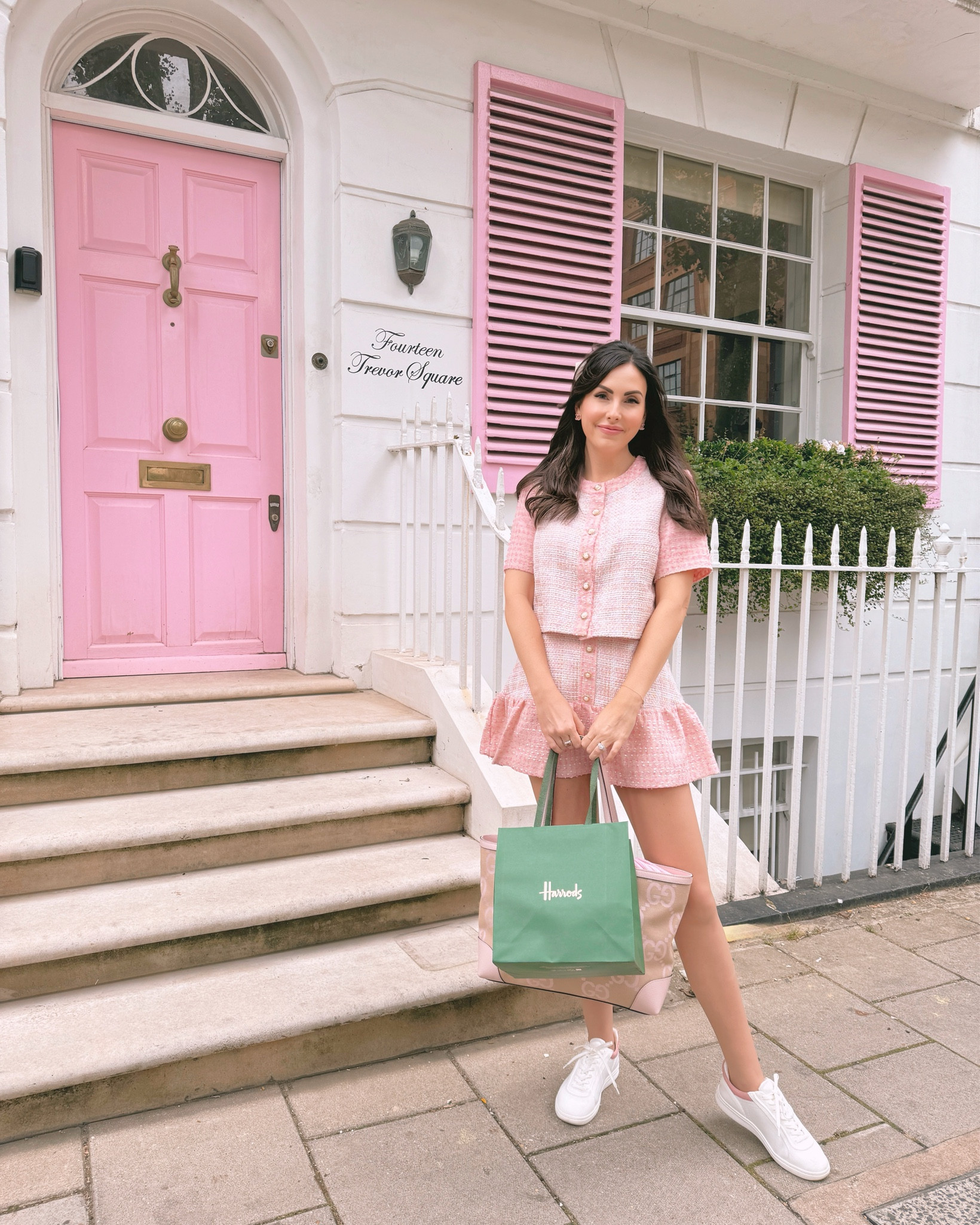 A classic & girly pink tweed set for exploring London today! Pairs perfect with sneakers, ballet flats or heels! 💗 Fit TTS  

#LTKSeasonal #LTKStyleTip #LTKTravel
