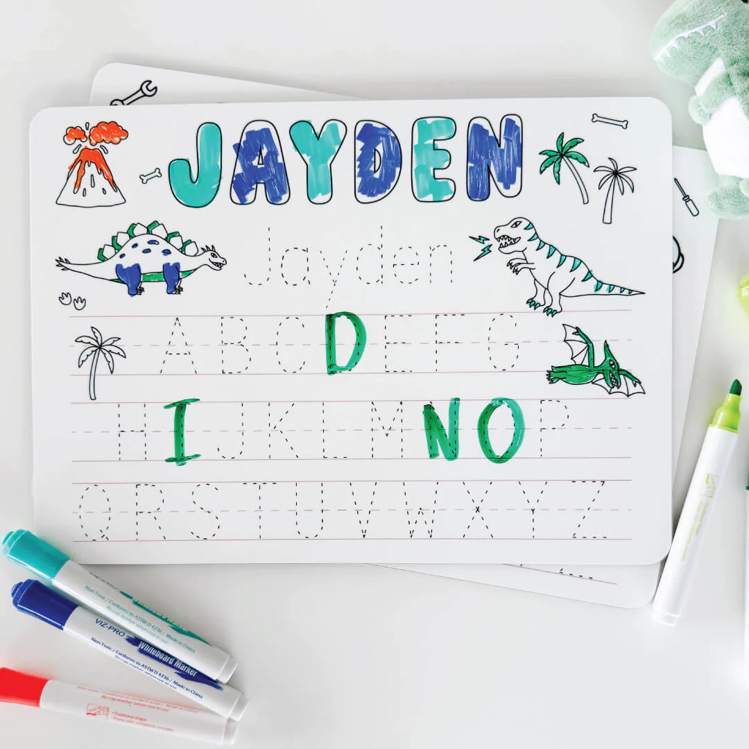Kids Personalized Whiteboard | Jurassic Playground | Caden Lane