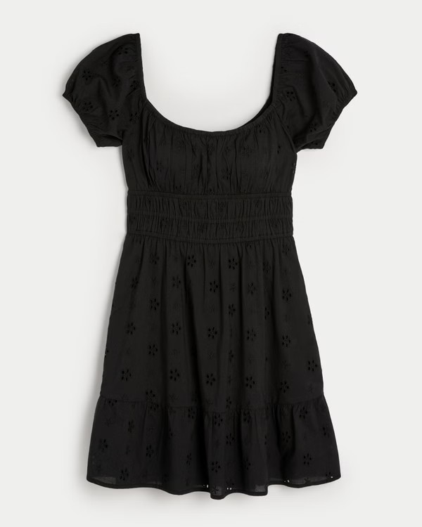 Women's Short-Sleeve Channeled Waist Mini Dress | Women's Dresses & Rompers | HollisterCo.com | Hollister (US)