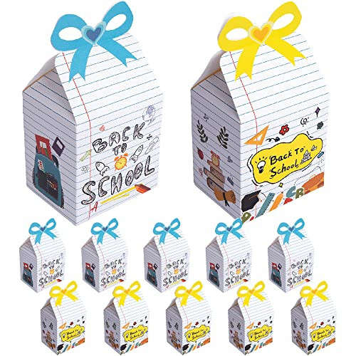 12 PCS Back to School Party Gift Boxes-Square First Day of School Candy Box with Bow-Treat Boxes for School Classroom Party Favor Supplies | Amazon (US)