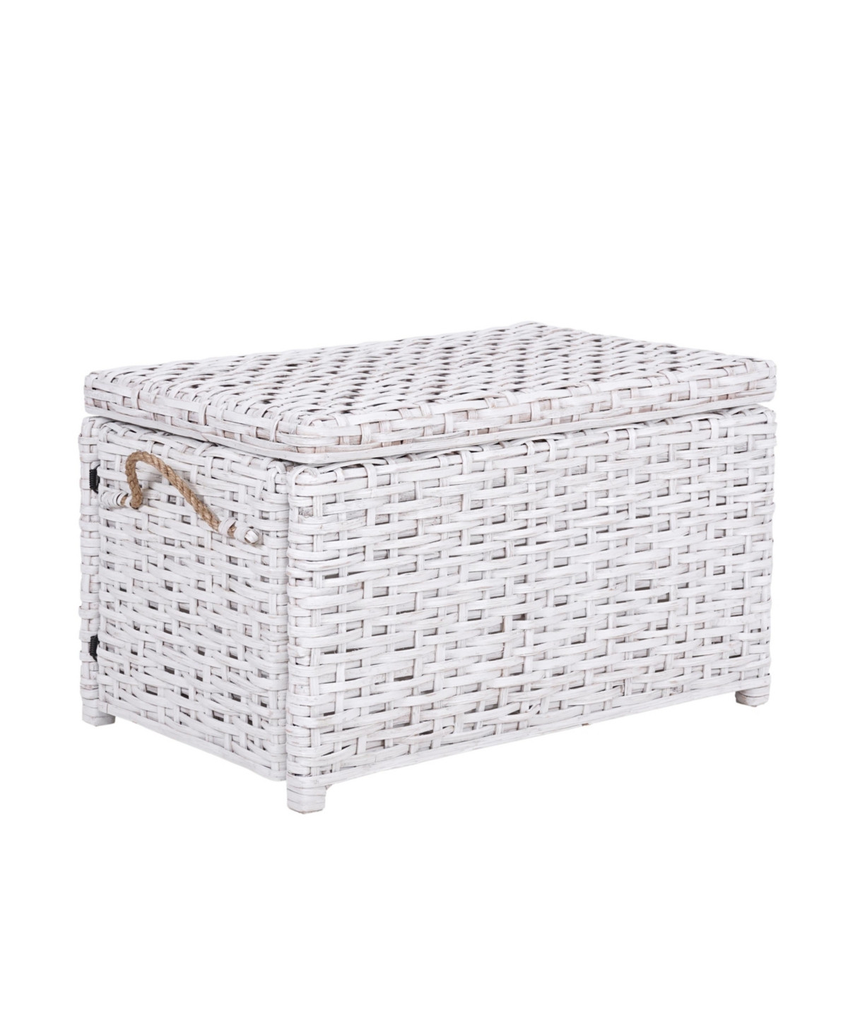 Jonathan Y Jacob Handwoven Wicker Storage Trunk - Distressed white | Macy's