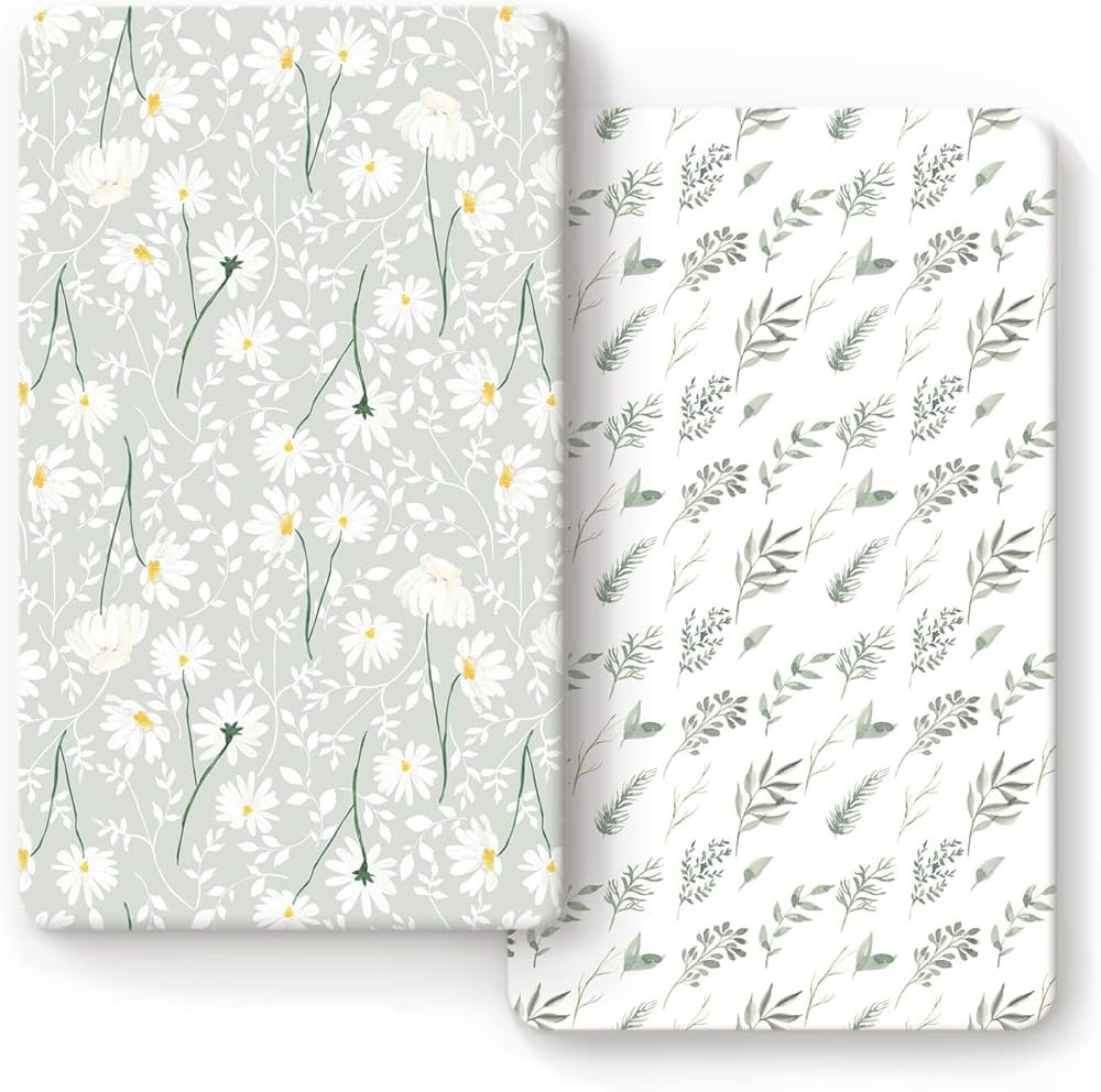 Stretchy Ultra Soft Jersey Knit Fitted Crib Sheets Set 2 Pack, Fit All Standard Crib Mattress Pad... | Amazon (US)