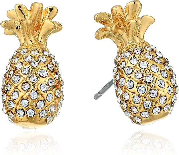 kate spade new york Womens Pave Pineapple Mini Stud Earrings, Clear/Gold | Amazon (US)