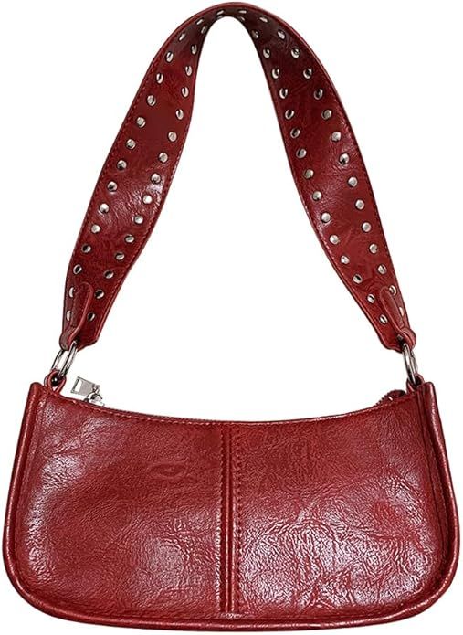 GETERUUV Red Shoulder Bag Y2k Purse for Women Trendy Leather Handbag 90s Clutch Purse Top Handle ... | Amazon (US)