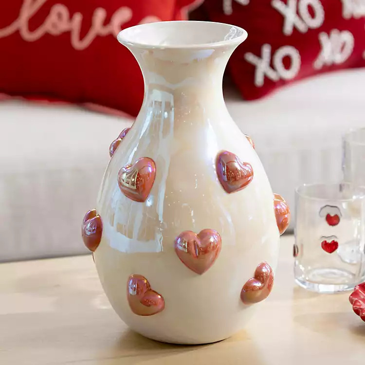 New! Ceramic Pink Heart Vase | Kirklands