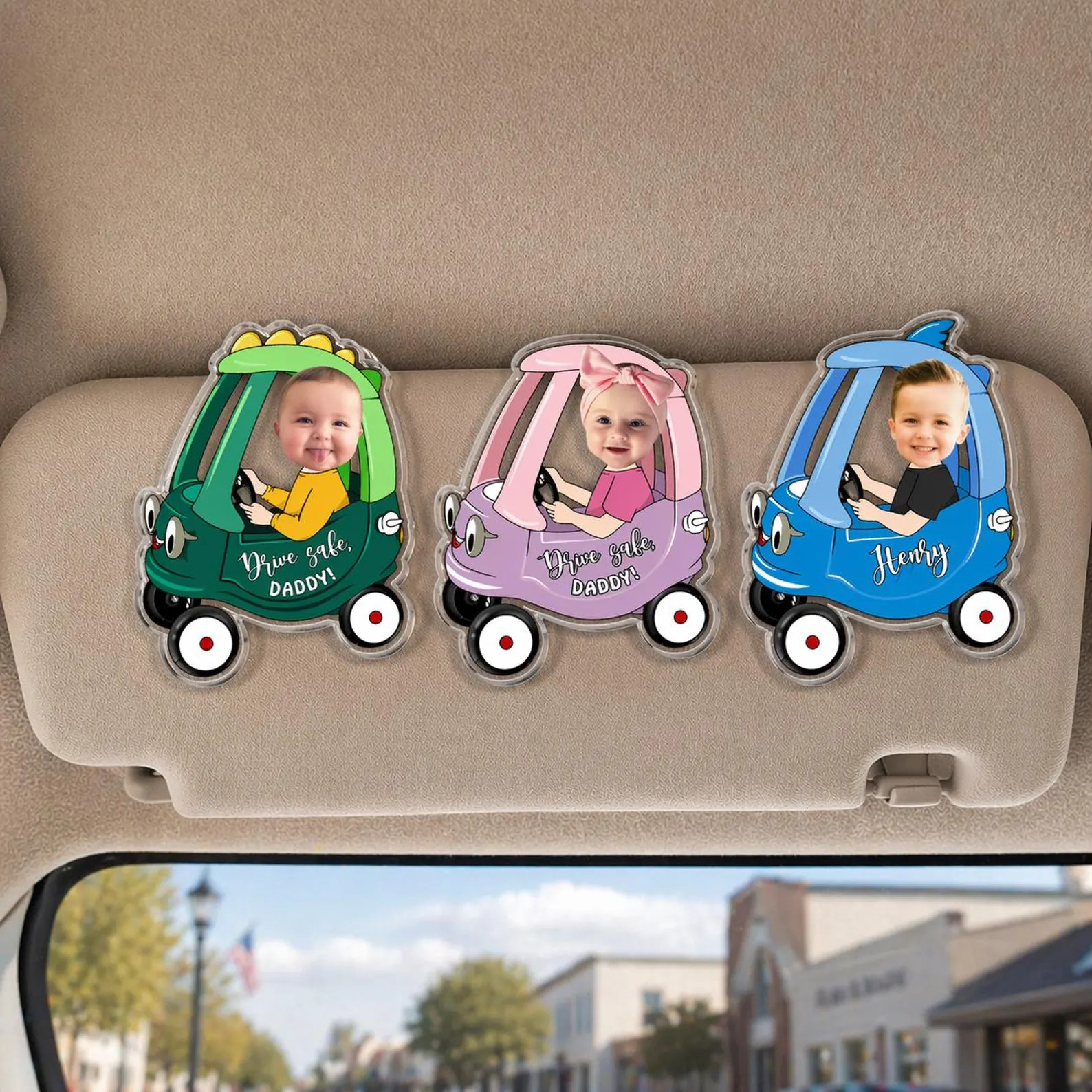 Custom Kids Photo Car Visor Clip: Personalized Fathers Day Gift for Dad, Drive Safe Daddy Visor C... | Etsy (Global)