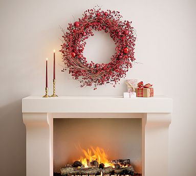Faux Wild Twig and Berry Trailing Wreath with Ornaments | Pottery Barn (US)