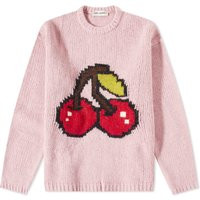 Our Legacy Men's Sonar Cherries Intarsia Crew Knit in Candyfloss Cherry, Size Medium | END. Clothing | End Clothing (US & RoW)