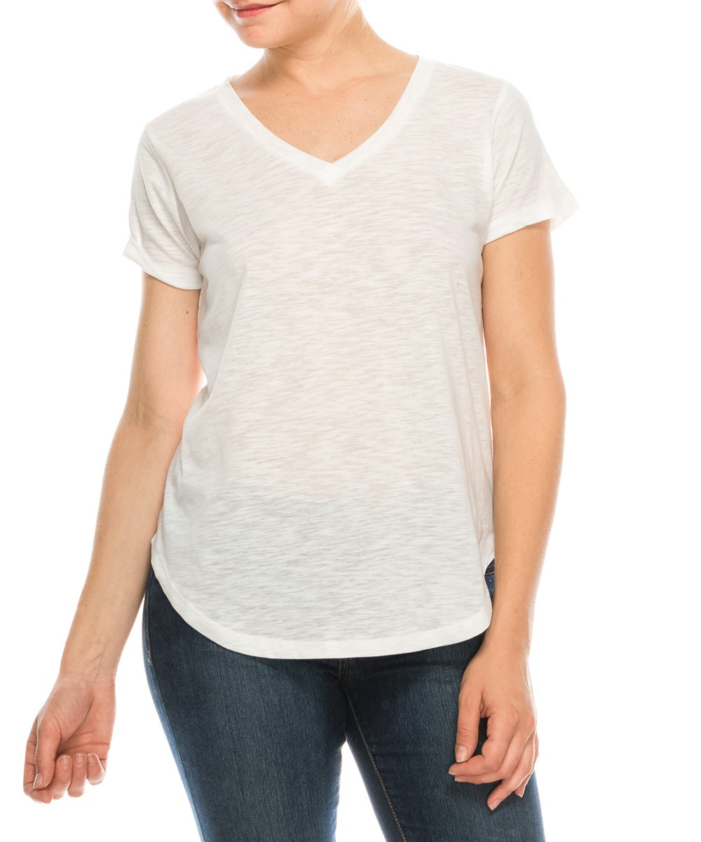 Urban Diction Women's Tee Shirts White - White V-Neck Tee - Women & Plus | Zulily