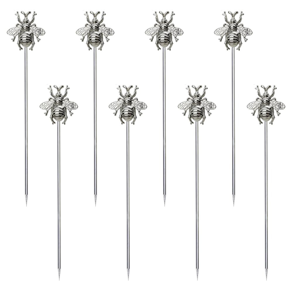 8 PCS bees cocktail Reusable picks，Stainless Steel Cocktail Picks for Appetizers Olives Brandied Cherries Skewers | Amazon (US)