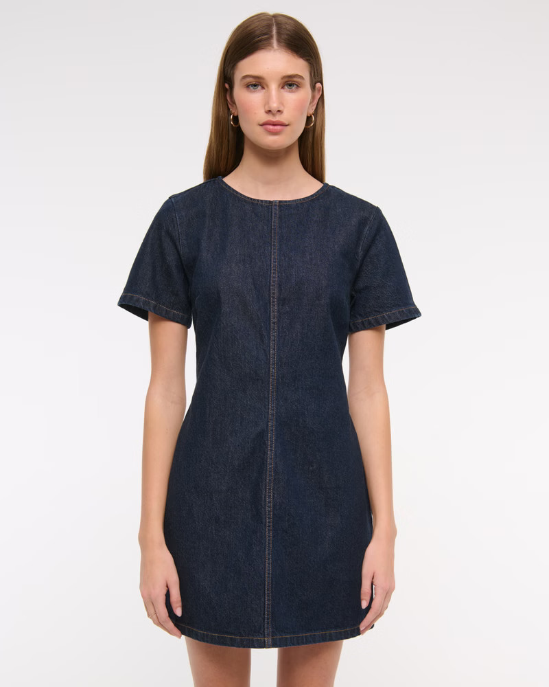 Women's Denim Shift Mini Dress | Women's Dresses & Jumpsuits | Abercrombie.com | Abercrombie & Fitch (US)