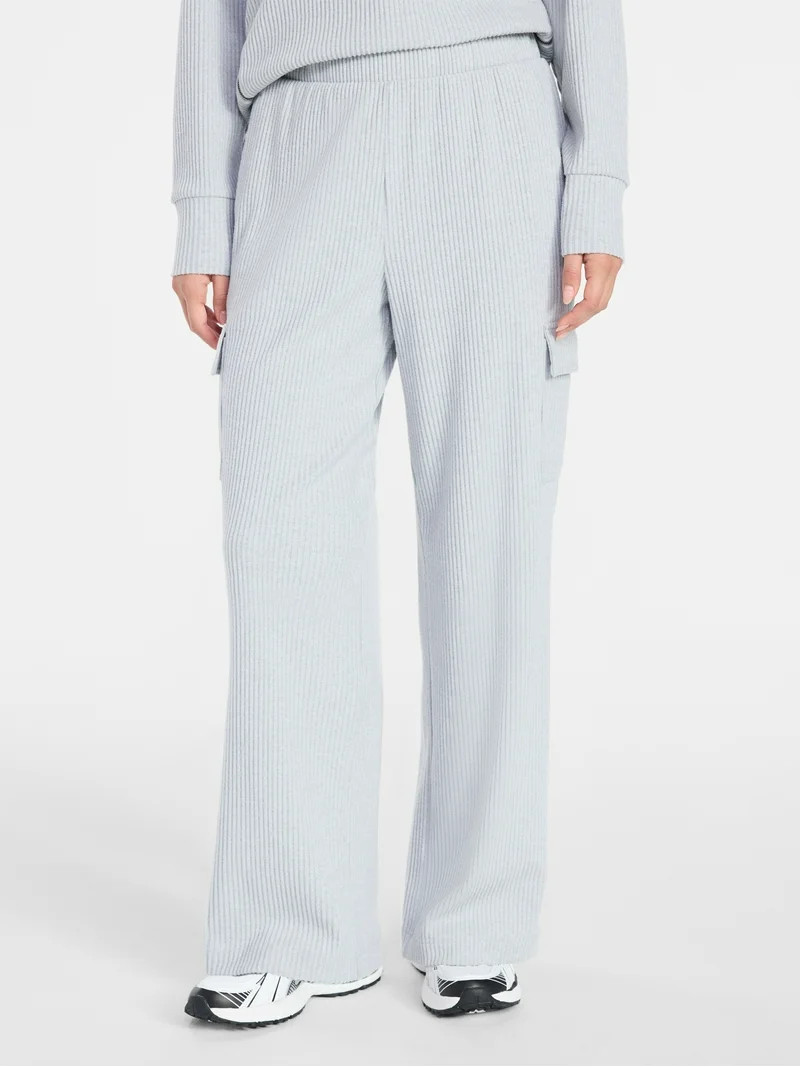 Avia Women's Corded Wide-Leg Cargo Pants, 30'' Inseam, Sizes XS-3XL | Walmart (US)