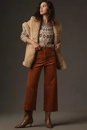 The Colette Cropped Wide-Leg Corduroy Pants by Maeve | Anthropologie (US)