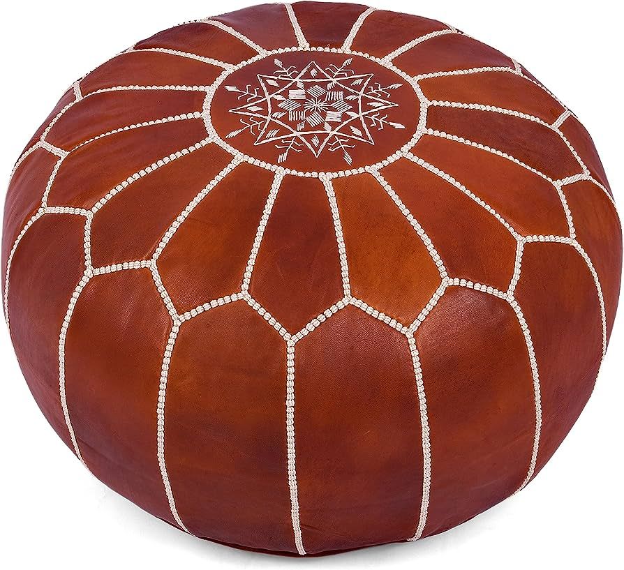 Marrakesh Gallery Genuine Leather Pouf Unstuffed - Moroccan Ottoman Footstool, Footrest Cover - B... | Amazon (US)