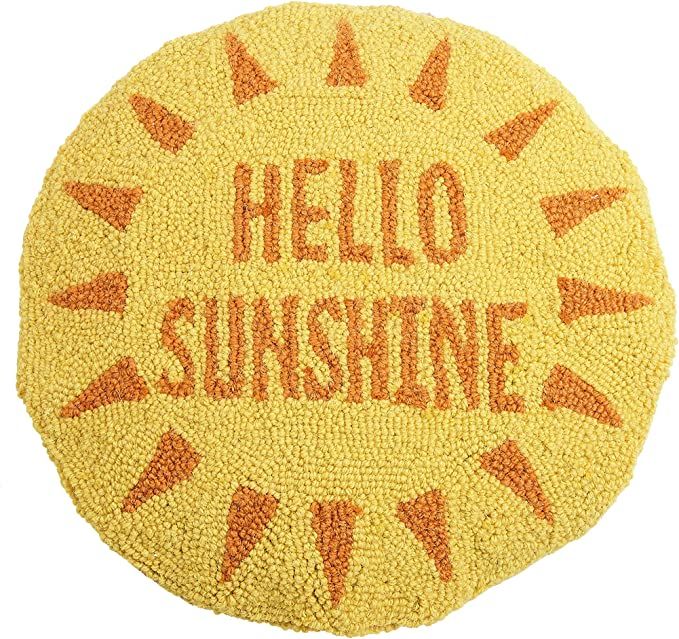 Peking Handicraft 30JES1590C14RD Hello Sunshine Hook Pillow, 14-inch Round, Wool and Cotton | Amazon (US)