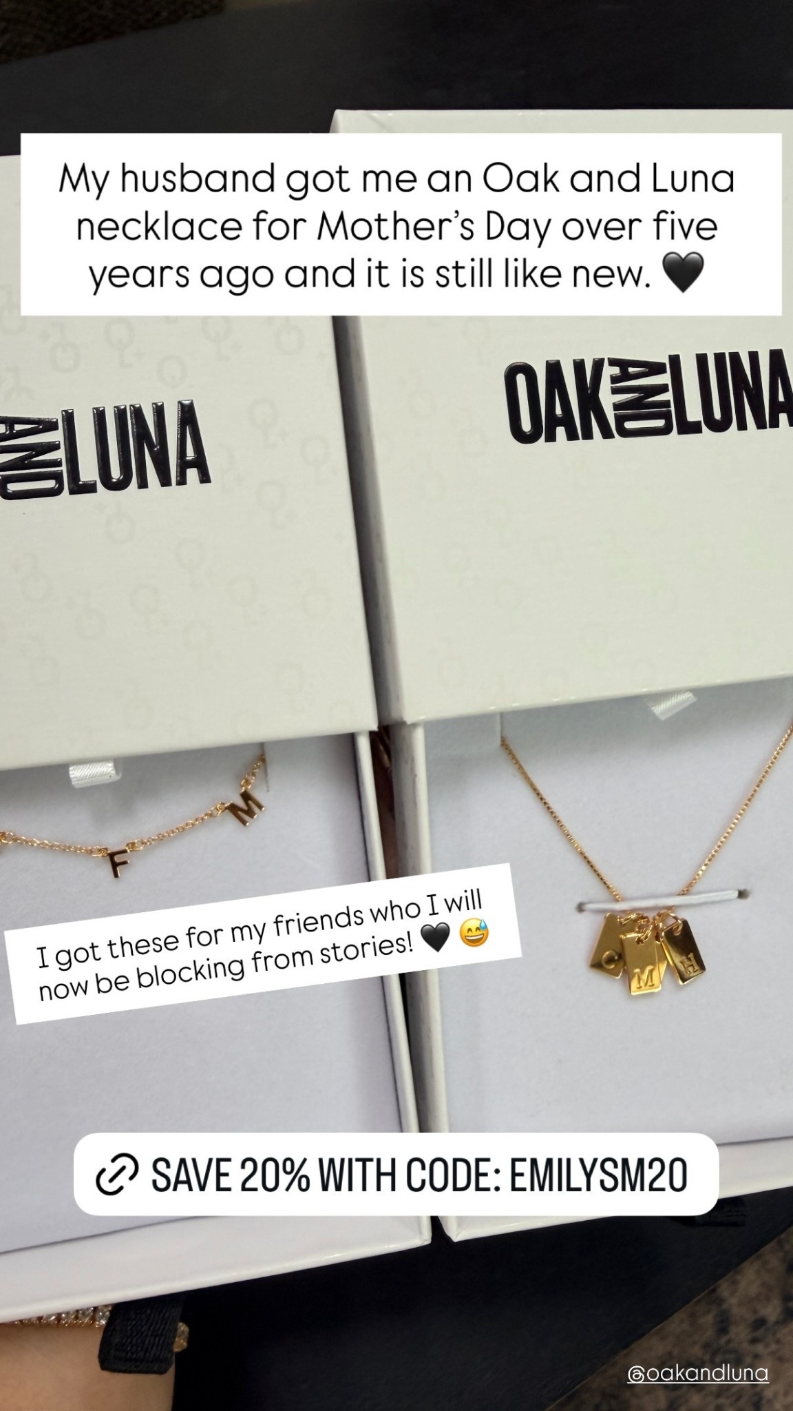My husband got me an Oak and Luna necklace for Mother’s Day over five years ago and it is still like new.

#LTKmomlife #LTKgrwm #LTKootd