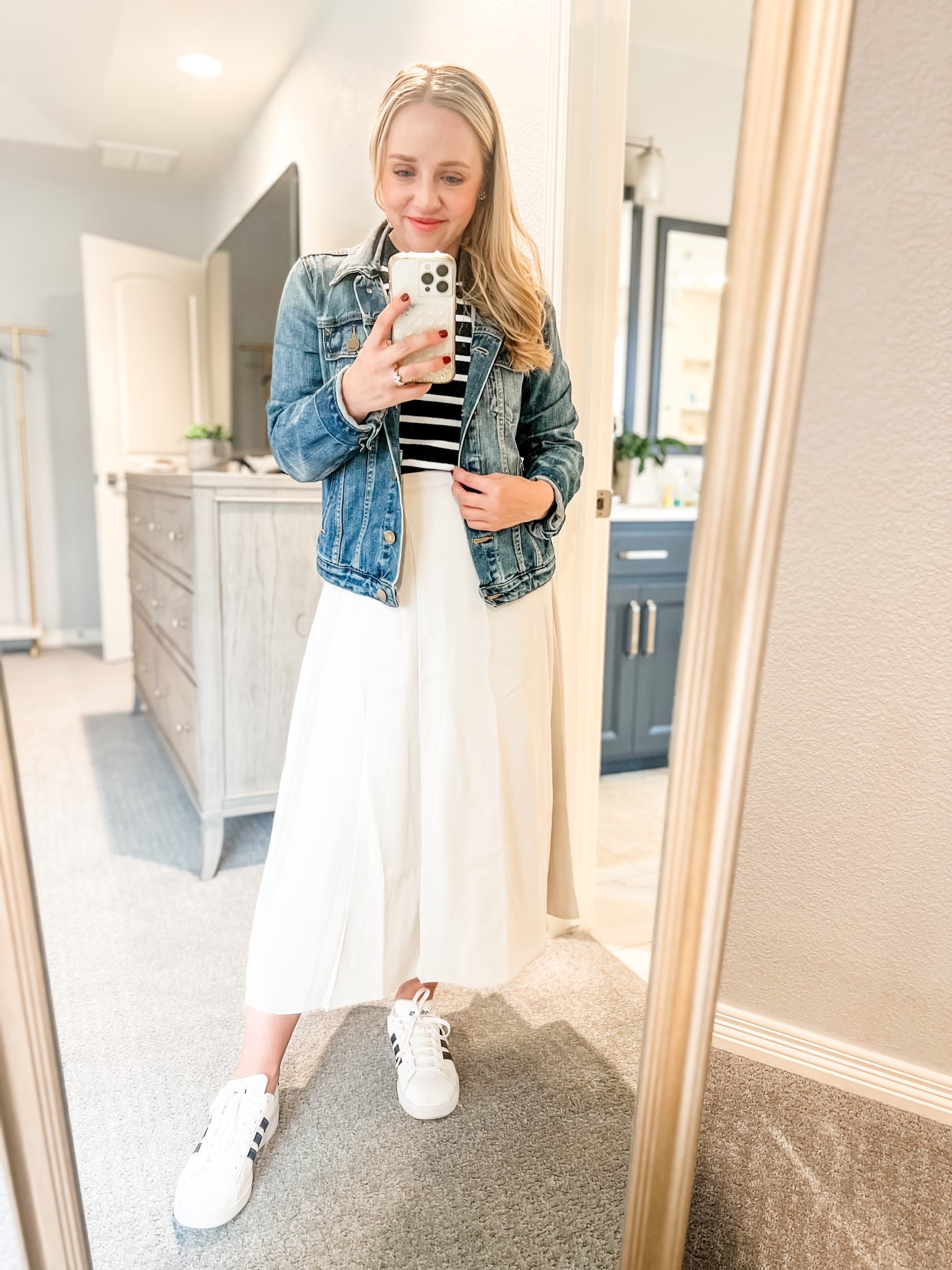 Mix of casual and cute to wear to the park on a spring day! Petite skirts fits tts (wearing 4 petite), tank and sneakers fit tts.

Mom outfit, spring outfit, petite outfit, petite skirt, midi skirt, wrap skirt, jean jacket 

#LTKPetite #LTKSaleAlert #LTKFindsUnder100