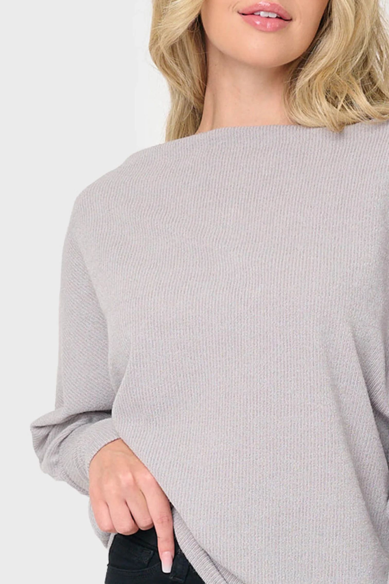 Slouchy Knit Chenille Open Neck Sweater | Gibson