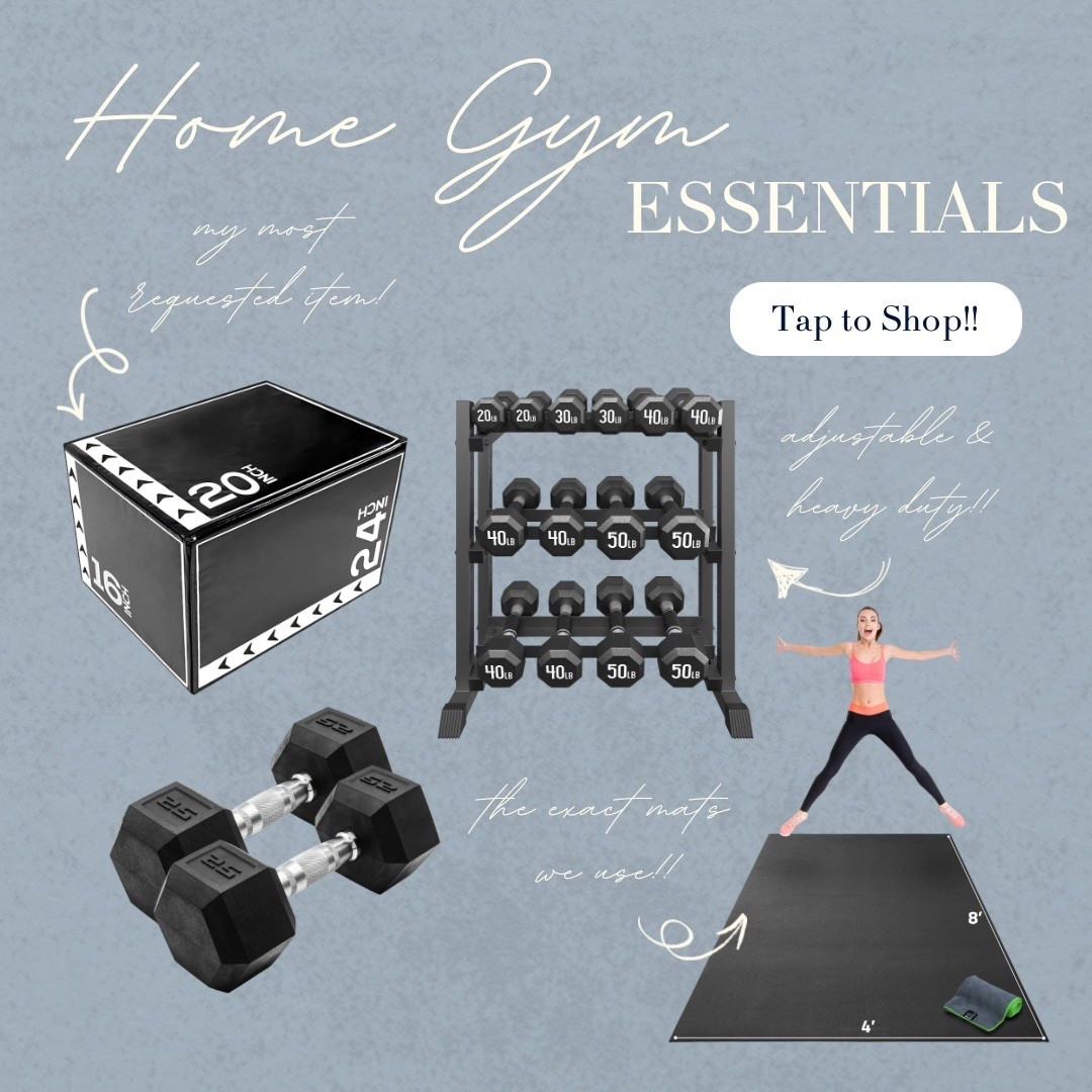 My home gym essentials! 💪🏻🏋️‍♀️

#LTKfitnessgoals #LTKActive #LTKHome